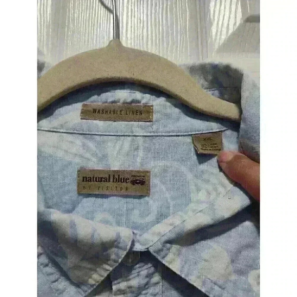 Natural Blue Premium Visitor Tropical Shirt Linen Blend Shirt 2XL - Picture 4 of 4